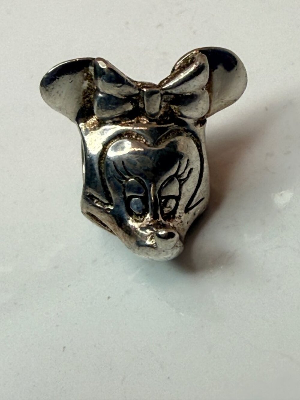 Retired Disney Chamilia Minnie Mouse Sterling Silver Threaded Charm